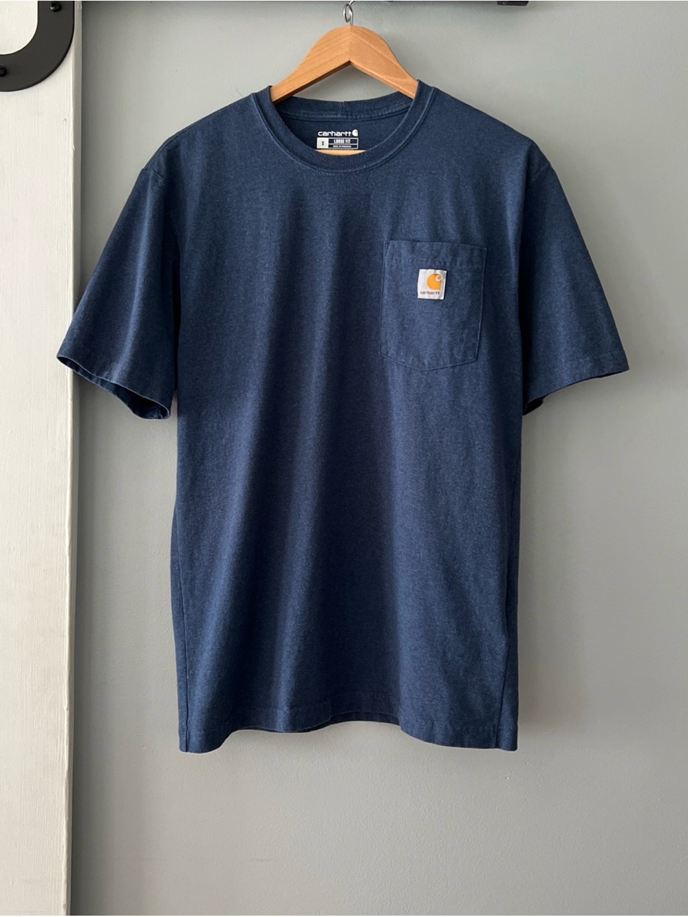 Carhartt K87 Men’s S Short Sleeve Pocket T-Shirt Loose Fit Blue Outdoor Workwear